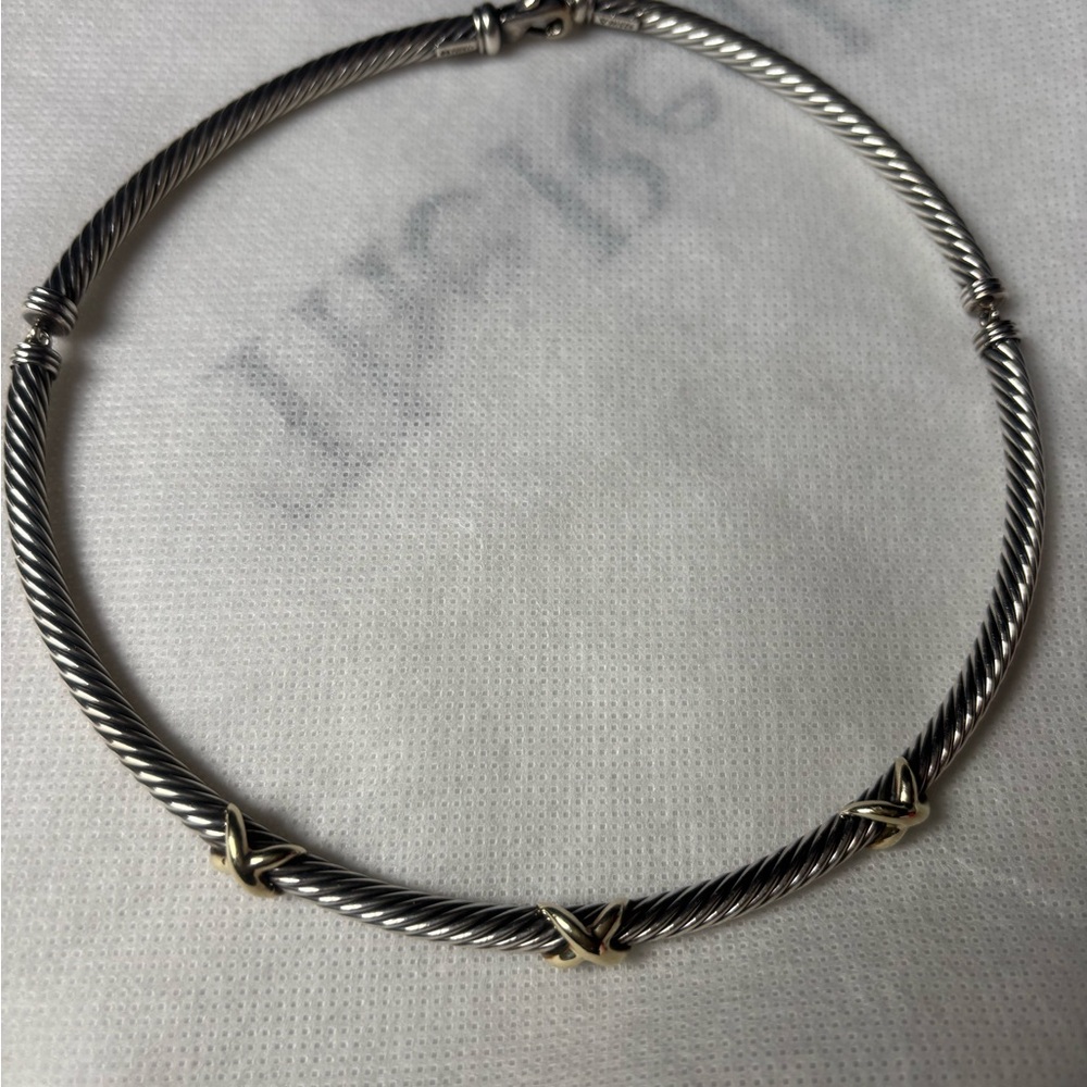 David Yurman Silver and Gold Cable Necklace